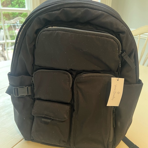 NWT Vera Bradley; Utility Large Backpack - Recycled Cotton Black - Picture 1 of 5